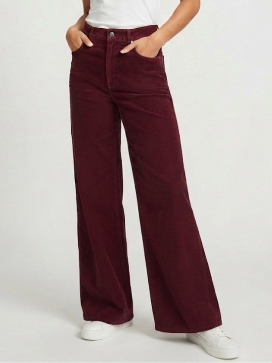 Madewell Pants - Madewell Burgundy Corduroy The Superwide-Leg Pant Size 27